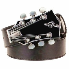 Men's Belt Metal Guitar LP Headstock Black Buckle 2020