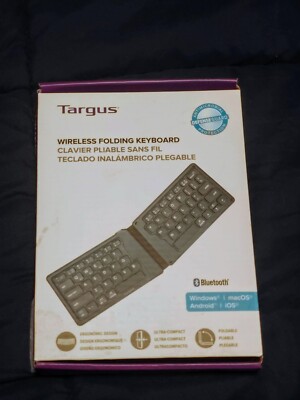 Targus Wireless Folding Keyboard Bluetooth Antimicrobial Protection AKF003US