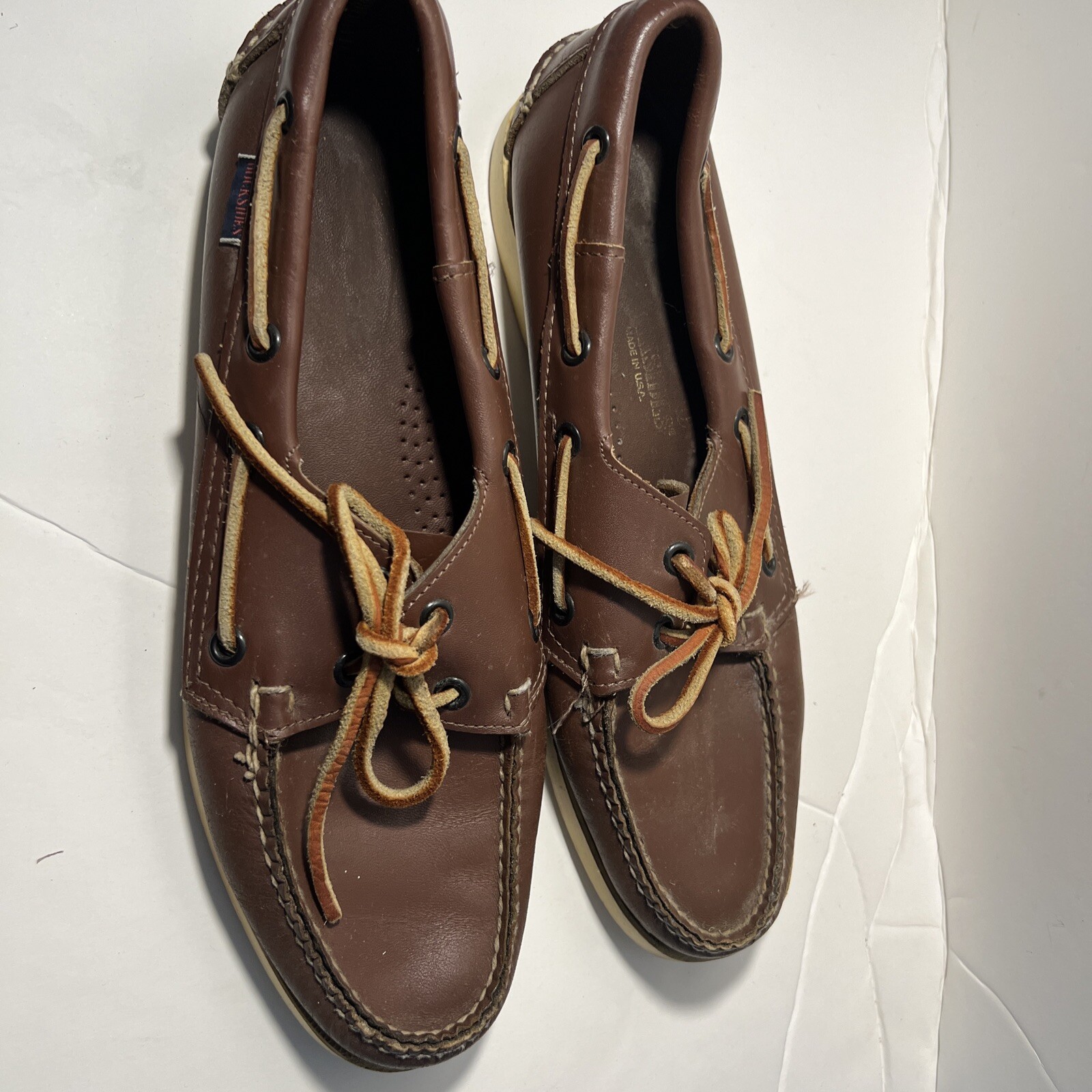 Mens Brown Leather Sebago Dockslides Boat Shoes Size … Gem