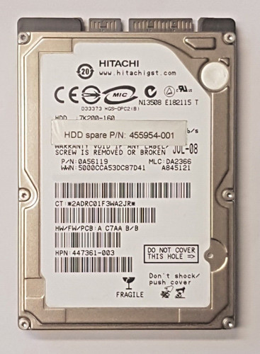 160 GB SATA Hitachi HTS722016K9A300 7200RPM 16MB HDD 2.5" interne Festplatte