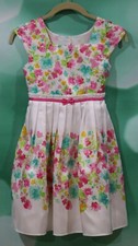 Jona Mihelle Girls Size 7 White Floral Pleated Bow Tie Back Dress