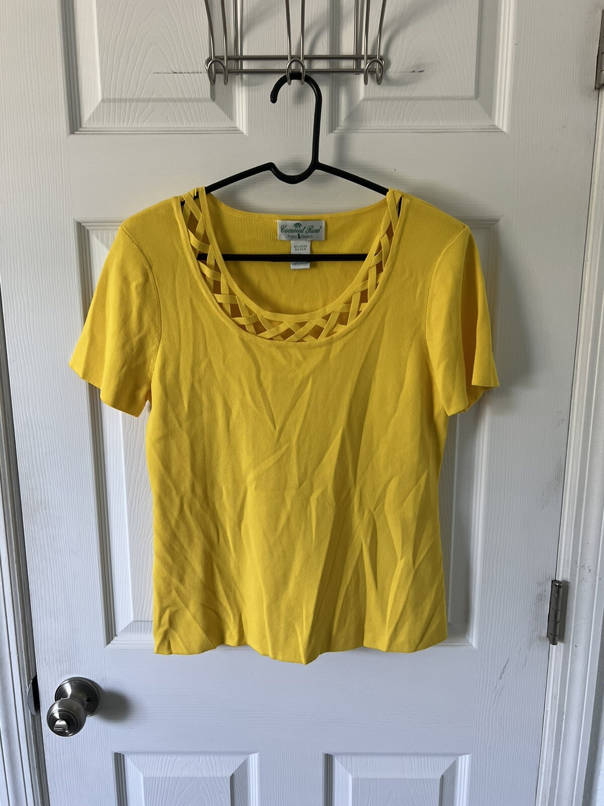 FILA Camicia donna Coconut Row Palm Beach taglia grande gialla manica corta