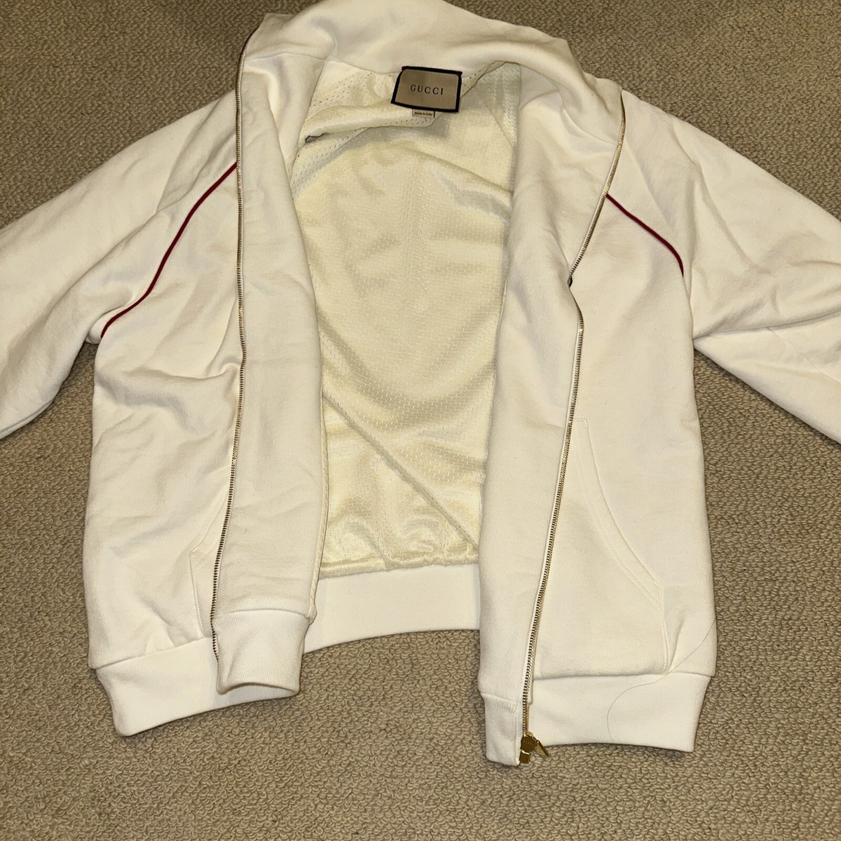 Gucci Men's Web Stripe Trim Track Zip Up Jacket | eBay