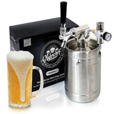 #ad Nutrichef Homebrew Mini Keg Stainless Steel CO2 Home Keg Dispenser System $112.99