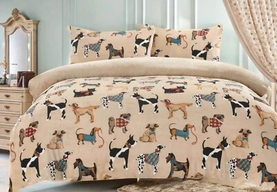 TEAPINK Dogs Pattern Teddy Fleece Duvet Cover Sets Super Soft Warm Winter Bedding Set