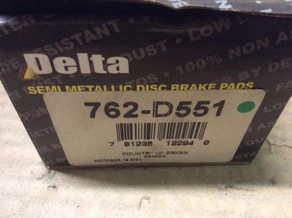 Nueva pastilla de freno de disco delantera Delta semi metálica 762-D551 - se adapta a MPV Mazda 92-98 Foto 2 de 4