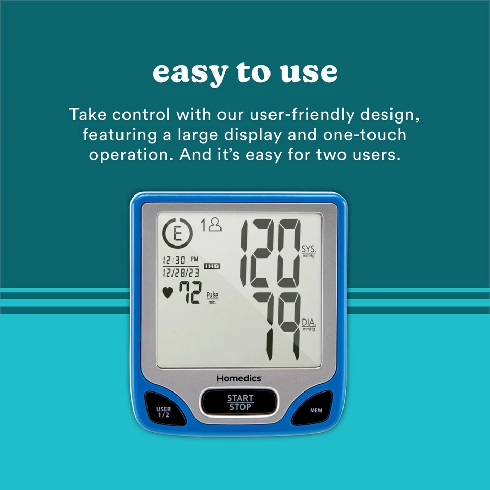 Monitor automático de presión arterial de muñeca Homedics con tecnología Smart Measure Foto 3 de 4