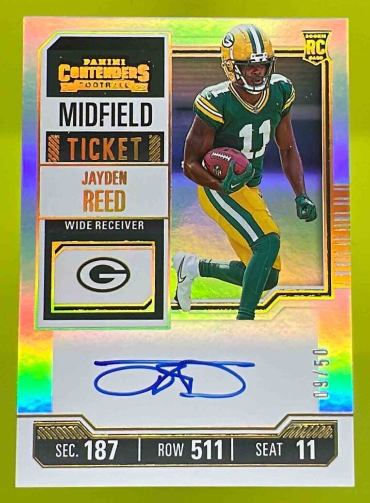 2023 Panini Contenders Jayden Reed #118 Midfield Ticket On Card rookie Auto /50