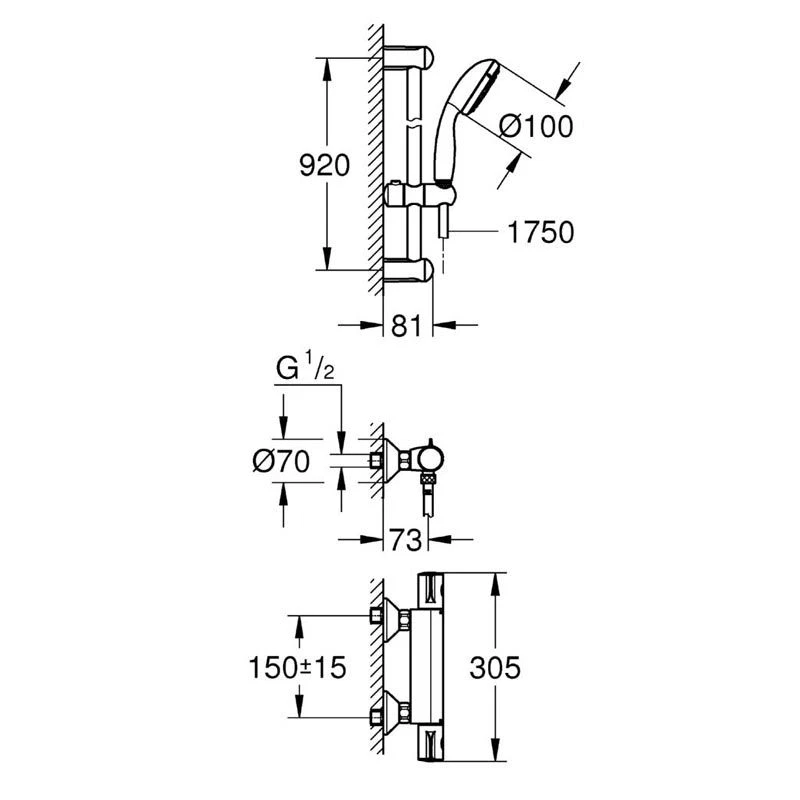 Grohe Grohtherm 800 Duschthermostat, Brausethermostat, Armatur für Dusche, Bad - Bild 2 von 3