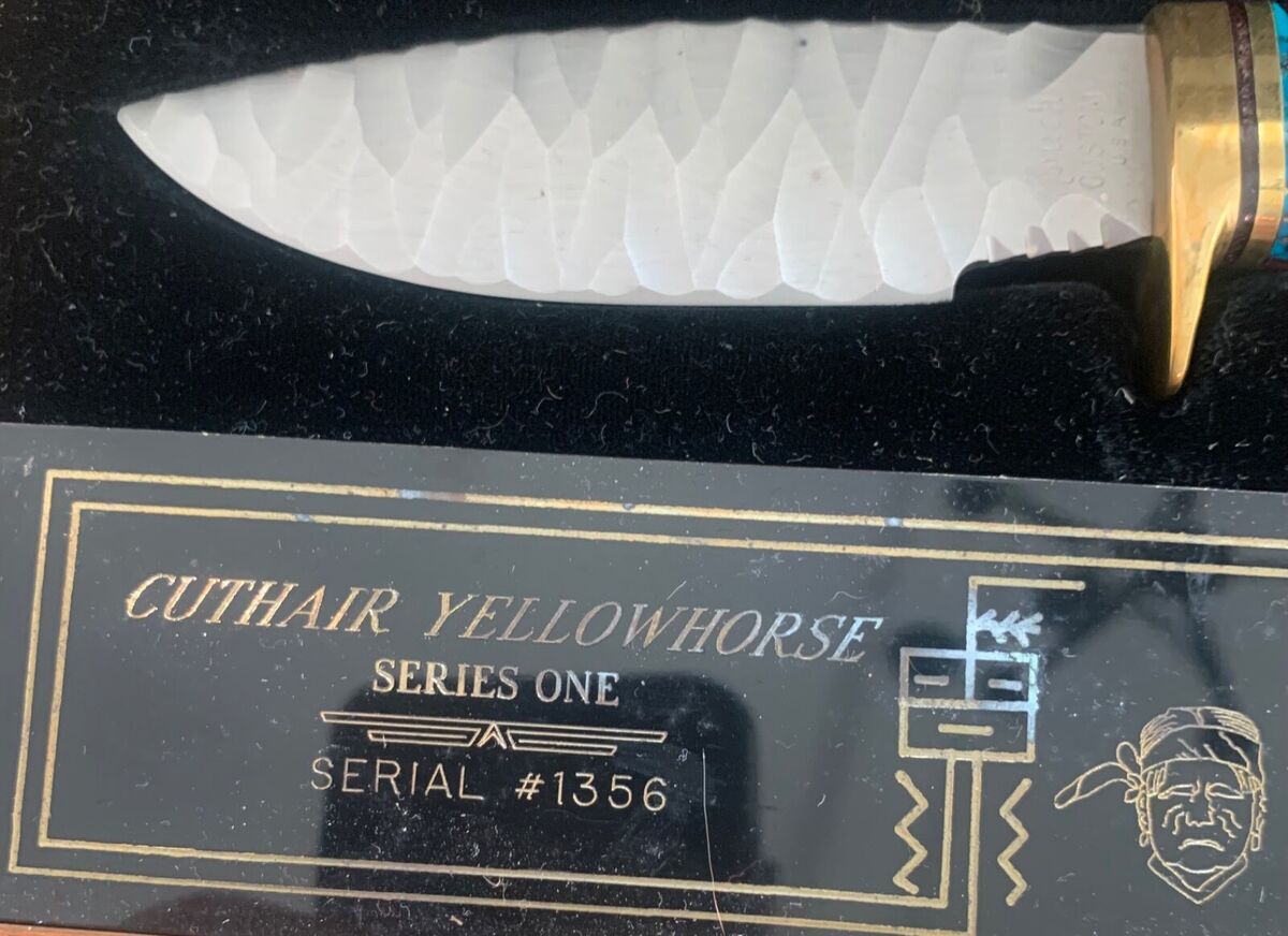 BUCK CUSTOM DAVE YELLOWHORSE CUTHAIR CHIPPED FLINT KNIFE BUCK CUSTOM DAVE YELLOWHORSE CUTHAIR CHIPPED FLINT KNIFE