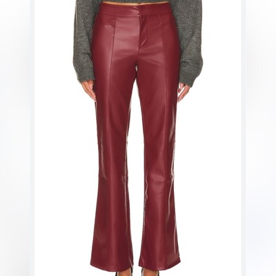 Free people x We The Free Uptown High Rise Faux Leather Pant in Mulberries 2