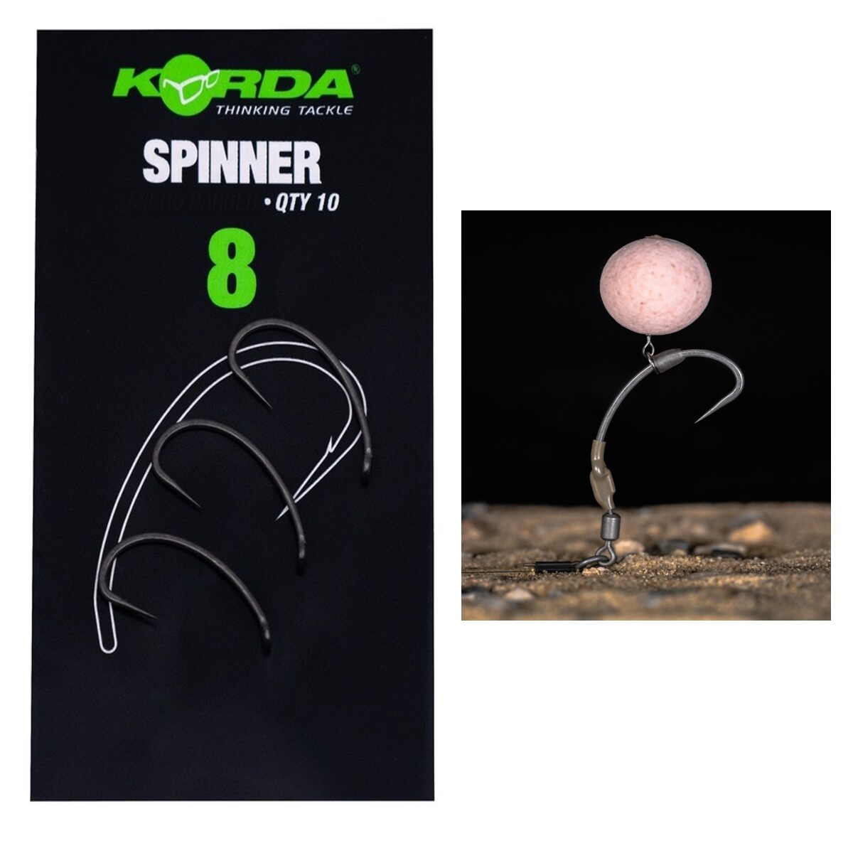 Korda Spinner Ronnie Hooks Barbless 8 Carp Fishing Super Sharp Straight Point