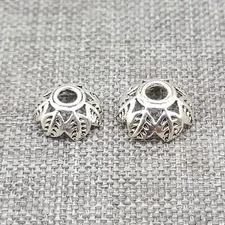 20 of 925 Sterling Silver Leaf Bead Caps Nature Tree Leaves Bracelet Spacer Cap