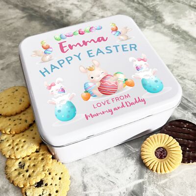 Frohe Ostern Hase Ei personalisiert Geschenk Kuchen Kekse Süßigkeiten Leckerli Dose