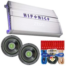 Hifonics Zeus Zg-3200.1d 3200w Class D Amp + 2x Subwoofers 12" 6000w + 0 Ga Kit