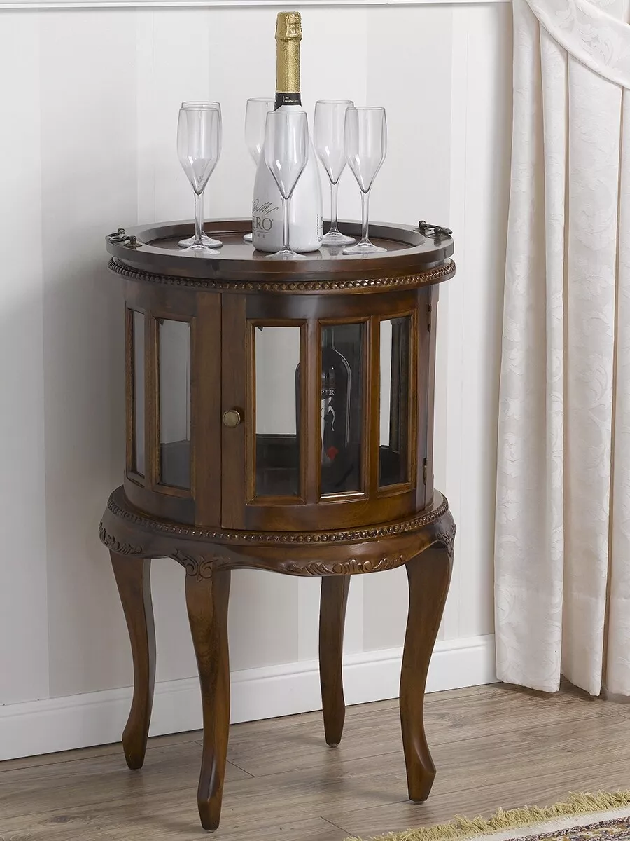 Drinks Cabinet Coloniale Round Showcase Bar Bottle Holder Italian Baroque Sty