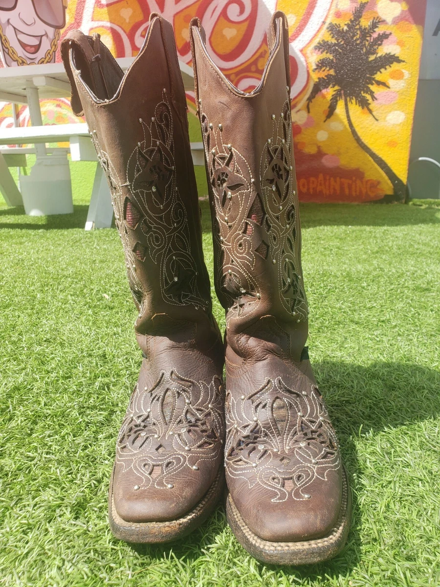 Sergal Brown Leather Studded Womens Boots Size 6 Fits Like An 7 1/2 - 8 |  eBay
