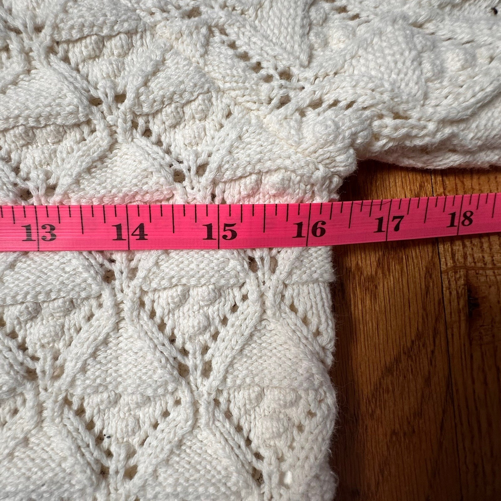 ZARA Girls Crochet Sweater Size 9-10 Ivory Black Trim Openwork image 5