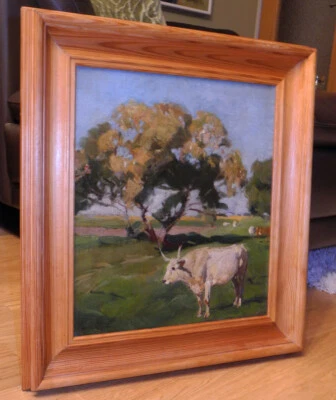 Bela JUSZKO (1877-1969) Landschaft mit Kuh. mit Rahmen: 47x51 cm. - Bild 1 von 4