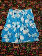 Abercrombie  Fitch Swim Trunks Men's Extra Small Blue  White Floral Hawaiian