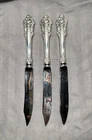 Sterling w Stainless Blades Wallace Co. "Grande Baroque" 3 Fruit Knives - NoMono