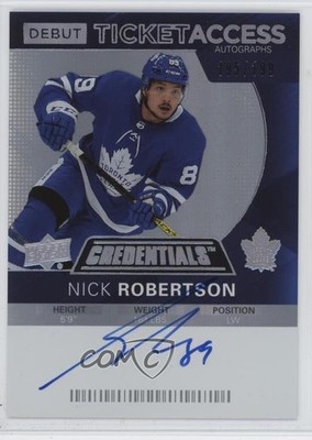2021-22 Credentials 2020-21 Debut Ticket Access 195/199 Nick Robertson Auto 05yh
