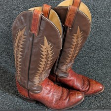 Vintage Tony Lama Sz 7 Cowboy Boots Brown Leather  6532