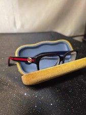 Gucci Rectangular Plastic Eyeglasses - Dark Tortoise, Red and Blue