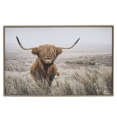 Wall Art Hanging Poster Highland Cow in Fields Print Style Decoration 70x50cm