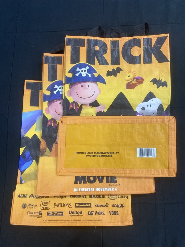 Peanuts Movie Trick Or Treat Bags - New Set Of 3