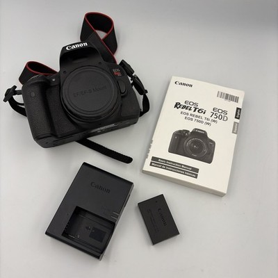 Canon EOS Rebel T6i 24.2MP DSLR Camera Body Only 1504 Shutter w/ Battery - 1202
