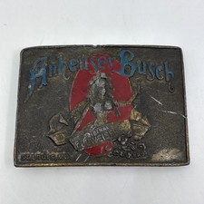 Vintage 1970s Anheuser Busch Budweiser Belt Buckle Woman Logo Advertising B-168
