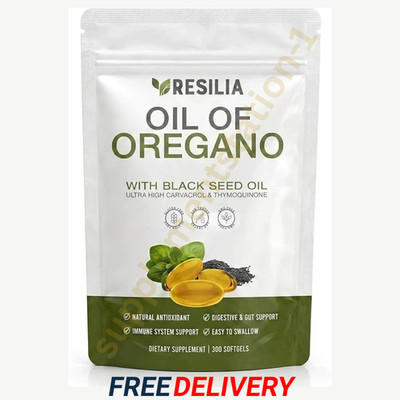 Resilia Oil of Oregano 6000mg with Black Seed Oil Softgels   300 Capsules 1xPk