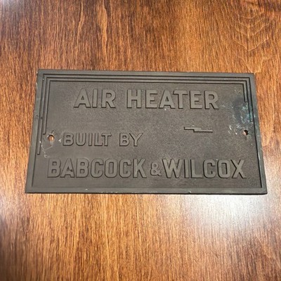 babcock & wilcox Air Heater Brass Or Bronze Plaque 1930s-1940s