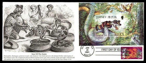 Mayfairstamps Jersey FDC 2001 Year of Snake New Year Snake Charmer First Day Cov