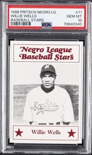 1986 FRITSCH NEGRO LEAGUE BASEBALL STARS #71 WILLIE WELLS PSA 10