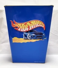 Vintage 2002 Mattel Hot Wheels Blue Metal Square Trash Can Collectible
