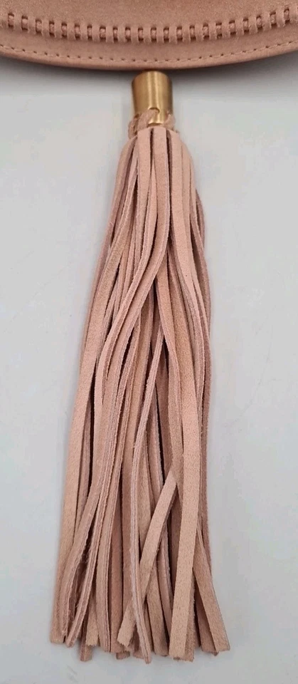 VINCE CAMUTO 'Izzy' Nude Suede Leather Tassle Flap Crossbody Handbag Bag - image 4 of 4