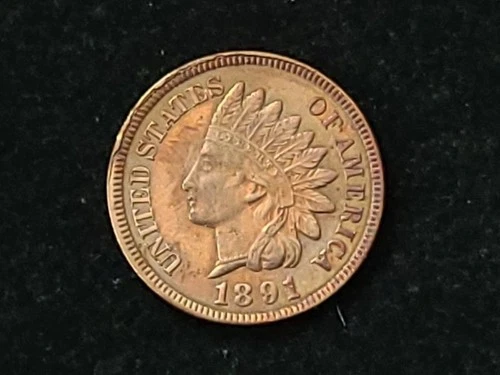1891 Indian Head Cent Uncirculated Possibly Cleaned NICE!