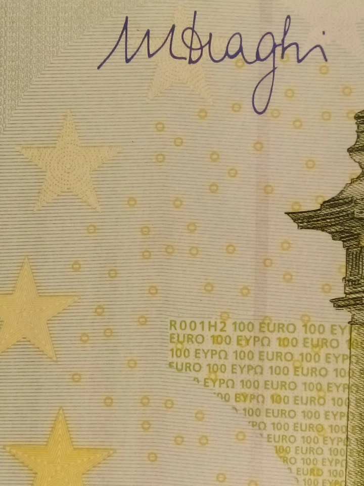 Billet de 100 euros 2002 Série X Mario DRAGHI imprimeur R010 - Photo 3/3