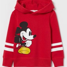 H M Disney Red Hoodie with Mickey Mouse Graphic - 14 Youth/S or XS Womens