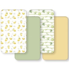 4 Pack Baby Crib Sheets Boys Girls Toddler Bed Fitted Microfiber Yellow Lemon