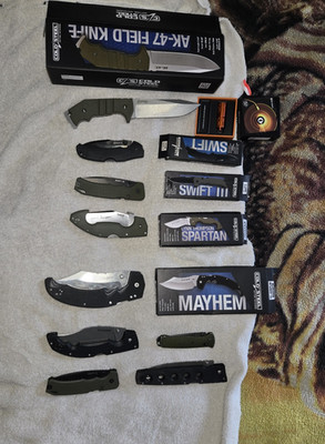 benchmade bailout, Cold Steel Folding knives, AK-47, Swift III, Spartan, Mayhem