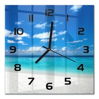 Design-Wanduhr Mit Leisem Uhrwerk Tropischer Strand Schwarze Zeiger 30X30 Cm