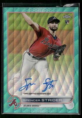 2022 Topps Chrome #RA-SS Spencer Strider #/199 RC Autographs Aqua Wave