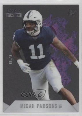 2021 Wild Card MATTE Rookie Heat White - Purple Flames /199 Micah Parsons RC 1t5