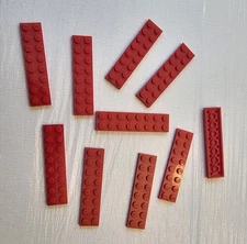 NEW LEGO 10 RED 2X8 PLATE #3034.