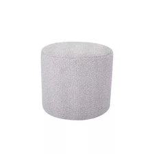 19" Round Pouf Ottoman Gray Faux Shearling - WOVENBYRD