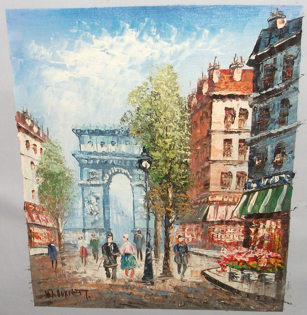W.BURNETT PARIS MARKET STREET SCENE ORIGINAL OIL ON CANVAS