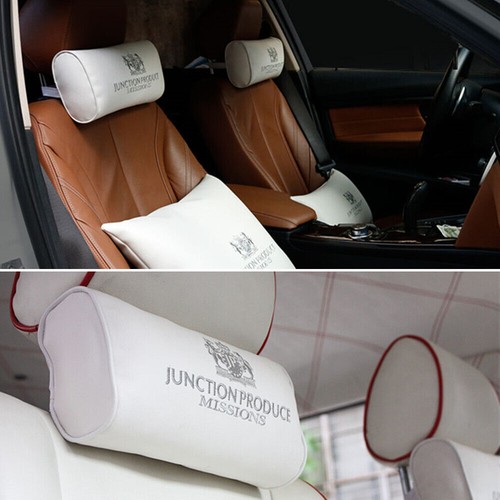 Junction Vip Pillows 2Pcs JDM Junction Produce White Leather Headrests Luxury Car Seat Neck ...